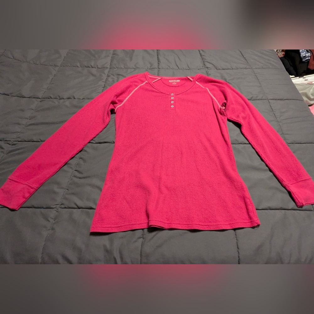 Magellan Outdoors Women's Long Sleeve Henley Thermal Waffle Top Size XL